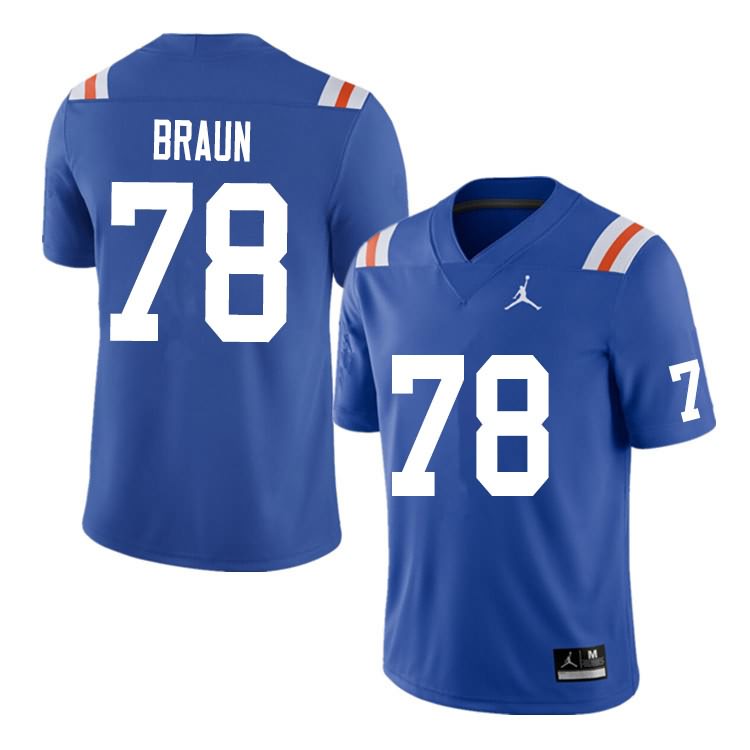 NCAA Florida Gators Josh Braun Men's #78 Nike Blue Throwback Stitched Authentic College Football Jersey HKK2664PK